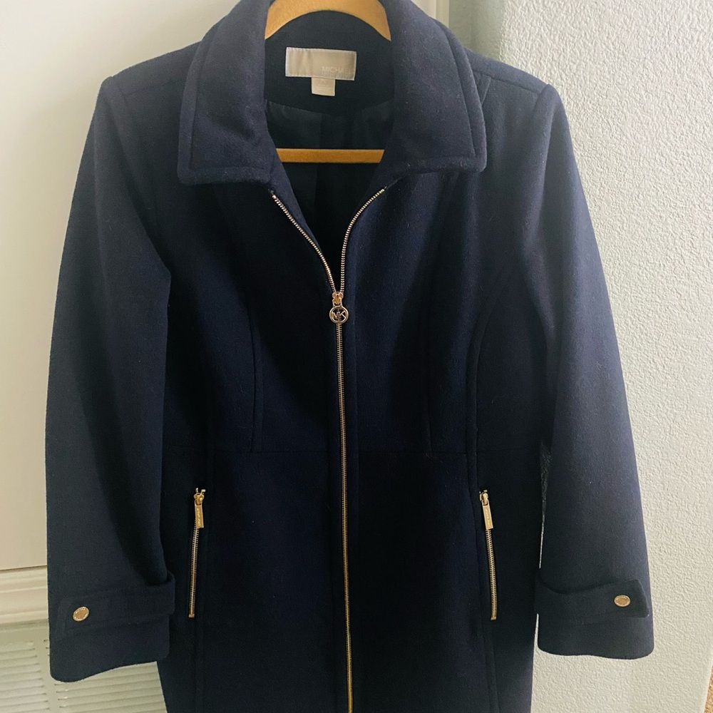 Michael Kors Wool Blend Zip-Front Coat